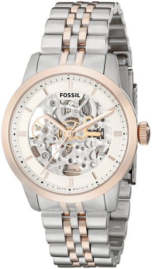 Buy Shop Fossil Townsman Automatic Skeleton White Dial Two Tone Steel Strap Watch for Men - ME3075 USA Online