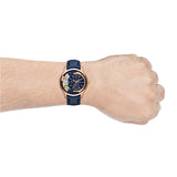 Buy Shop Fossil Townsman Twist Skeleton Blue Dial Blue Leather Strap Watch for Men - ME1138 USA Online