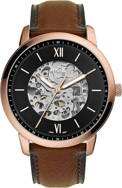 Buy Shop Fossil Neutra Automatic Skeleton Black Dial Brown Leather Strap Watch for Men - ME3195 USA Online