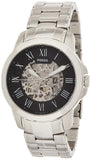 Buy Shop Fossil Grant Automatic Skeleton Black Dial Silver Steel Strap Watch for Men - ME3103 USA Online
