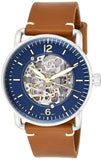 Buy Shop Fossil Commuter Automatic Skeleton Blue Dial Brown Leather Strap Watch for Men - ME3159 USA Online