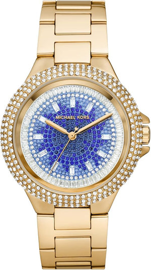 Buy Shop Michael Kors Camille Analog Blue Dial Gold Steel Strap Watch For Women - MK7341 USA Online
