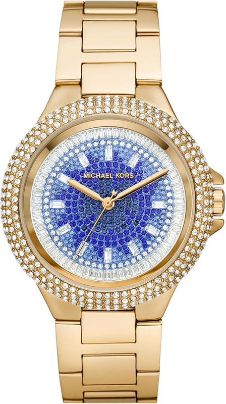 Buy Shop Michael Kors Camille Analog Blue Dial Gold Steel Strap Watch For Women - MK7341 USA Online