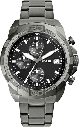 Buy Shop Fossil Bronson Chronograph Black Dial Grey Steel Strap Watch for Men - FS5852 USA Online