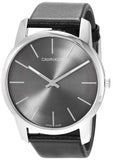 Buy Shop Calvin Klein City Grey Dial Black Leather Strap Watch For Men - K2G21107 USA Online