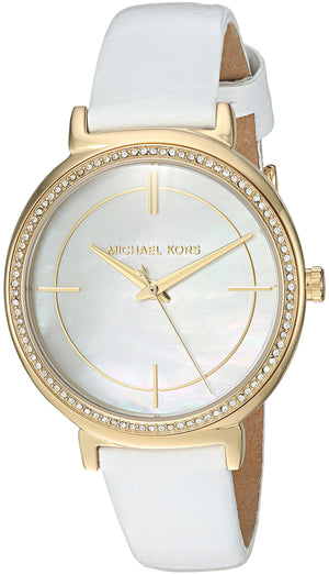 Buy Shop Michael Kors Cinthia Mother of Pearl Dial White Leather Strap Watch for Women - MK2662 USA Online