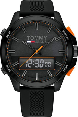 Buy Shop Tommy Hilfiger Jeans Analog Black Dial Black Silicone Strap Watch For Men - 1791763 USA Online
