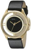 Marc Jacobs Tether Black Dial Black Leather Strap Watch for Women - MBM1376