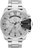 Diesel Mega Chief Chronograph Silver Dial Silver Steel Strap Watch For Men - DZ4501