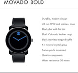 Buy Shop Movado Bold TR90 Black Dial Black Leather Strap Watch For Men - 3600307 USA Online