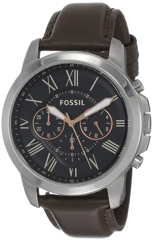 Buy Shop Fossil Grant Chronograph Black Dial Brown Leather Strap Watch for Men - FS4813 USA Online