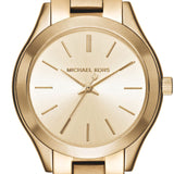 Buy Shop Michael Kors Mini Runway Slim Gold Dial Gold Steel Strap Watch for Women - MK3512 USA Online