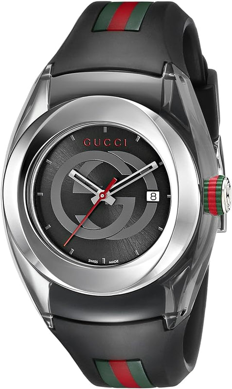 Buy Shop Gucci Sync Quartz Black Dial Black Rubber Strap Watch For Men - YA137301 USA Online