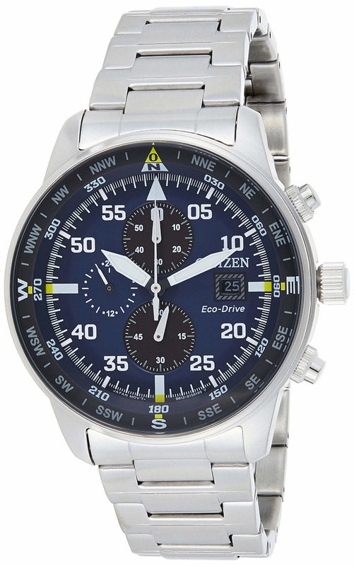 Buy Shop Citizen Eco Drive Chronograph Blue Dial Silver Stainless Steel Watch For Men - CA0690-88L USA Online