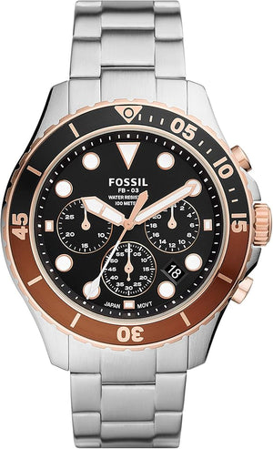 Buy Shop Fossil FB-03 Chronograph Black Dial Silver Steel Strap Watch for Men - FS5768 USA Online
