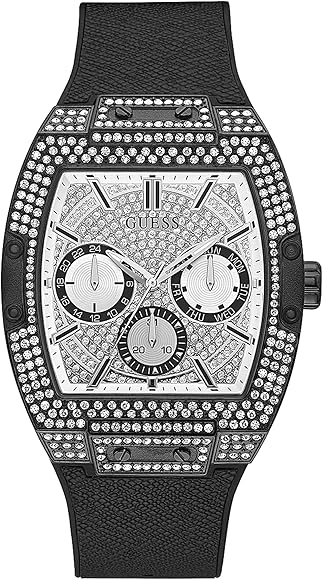 Buy Shop Guess Phoenix Multifunction Silver Dial Black Silicone Strap Watch For Men - GW0048G1 USA Online