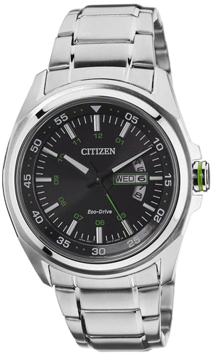 Citizen Eco Drive Urban Black Dial Silver Stainless Steel Watch For Men - AW0020-59EB