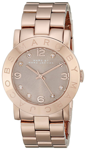 Marc Jacobs Amy Glitz Brown Dial Rose Gold Steel Strap Watch for Women - MBM3221