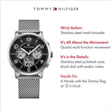 Buy Shop Tommy Hilfiger Chronograph Black Dial Silver Mesh Bracelet Watch for Men - 1791292 USA Online
