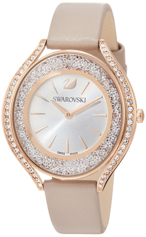 Buy Shop Swarovski Crystalline Aura Silver Dial Beige Leather Strap Watch for Women - 5519450 USA Online