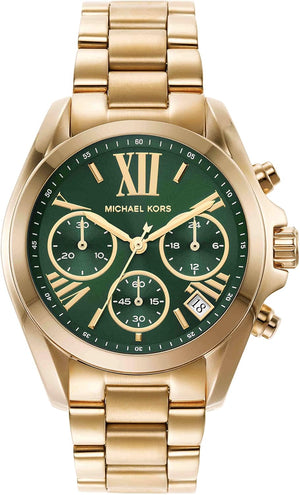 Buy Shop Michael Kors Bradshaw Chronograph Green Dial Gold Steel Strap Watch For Women - MK7257 USA Online