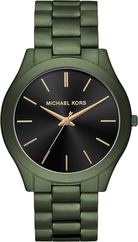 Buy Shop Michael Kors Slim Runway Quartz Black Dial Green Steel Strap Watch For Men - MK8715 USA Online