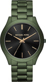 Buy Shop Michael Kors Slim Runway Quartz Black Dial Green Steel Strap Watch For Men - MK8715 USA Online