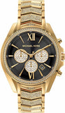 Michael Kors Whitney Chronograph Black Dial Gold Steel Strap Watch for Women - MK7224