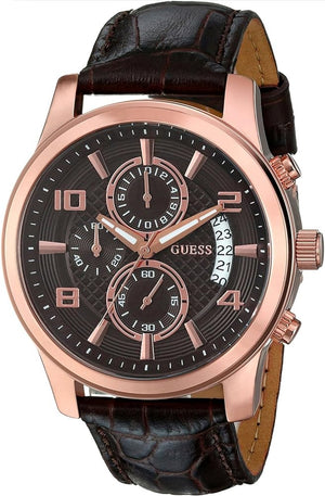 Buy Shop Guess Exec Chronograph Brown Dial Brown Leather Strap Watch For Men - W0076G4 USA Online