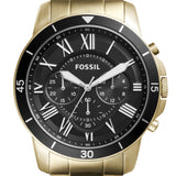 Buy Shop Fossil Inscription Automatic Black Dial Gold Steel Strap Watch for Men - FS5267 USA Online
