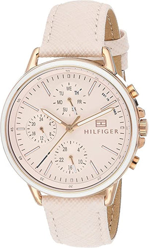 Buy Shop Tommy Hilfiger Carly Cream Dial Cream Leather Strap Watch for Women -1781789 USA Online