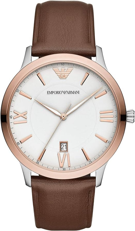 Buy Shop Emporio Armani Giovanni Quartz White Dial Brown Leather Strap Watch For Men - AR11211 USA Online