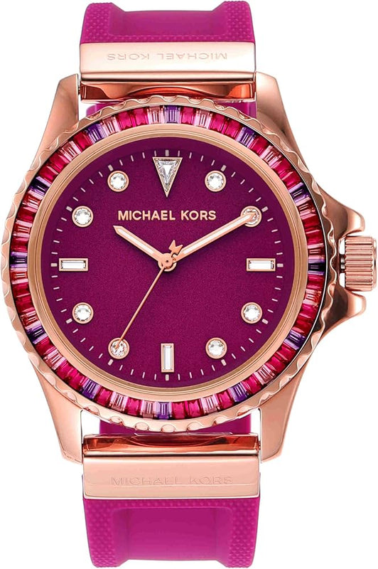 Buy Shop Michael Kors Everest Pave Crystals Pink Dial Pink Rubber Strap Watch for Women - MK7441 USA Online