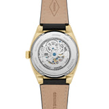 Buy Shop Fossil Everett Automatic Skeleton Black Dial Black Leather Strap Watch for Men - ME3208 USA Online
