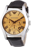 Emporio Armani Valente Chronograph Amber Dial Brown Leather Strap Watch For Men - AR1634