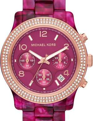 Buy Shop Michael Kors Runway Chronograph Red Dial Red Steel Strap Watch for Women - MK7425 USA Online