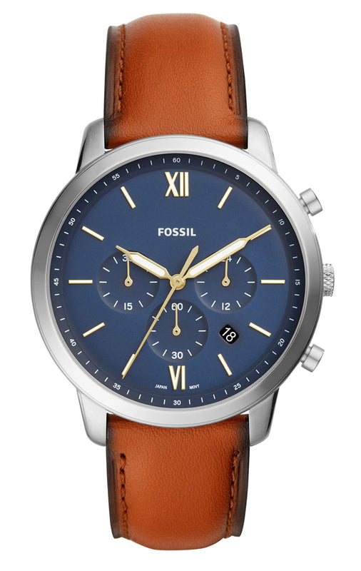 Buy Shop Fossil Neutra Chronograph Blue Dial Brown Leather Strap Watch for Men - FS5453 USA Online