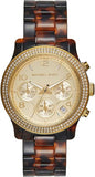 Buy Shop Michael Kors Runway Chronograph Gold Dial Brown Acetate Strap Watch for Women - MK7475 USA Online