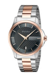 Gucci G Timeless Grey Dial Two Tone Steel Strap Watch For Men - YA126446