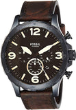 Buy Shop Fossil Nate Chronograph Brown Dial Brown Leather Strap Watch for Men - JR1487 USA Online