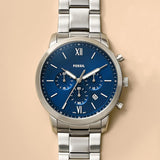 Buy Shop Fossil Neutra Chronograph Blue Dial Silver Steel Strap Watch for Men - FS5792 USA Online
