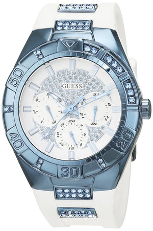 Buy Shop Guess Luna Diamonds White Dial White Rubber Strap Watch for Women - W0653L2 USA Online