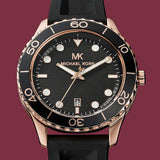 Buy Shop Michael Kors Runway Quartz Black Dial Black Silicone Strap Watch For Women - MK6852 USA Online