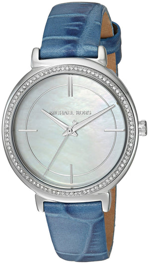 Buy Shop Michael Kors Cinthia Mother of Pearl Dial Blue Leather Strap Watch for Women - MK2661 USA Online