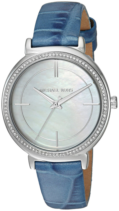 Buy Shop Michael Kors Cinthia Mother of Pearl Dial Blue Leather Strap Watch for Women - MK2661 USA Online