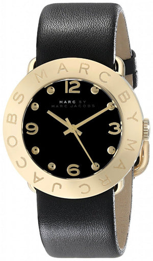 Buy Shop Marc Jacobs Amy Black Dial Black Leather Strap Watch for Women - MBM1154 USA Online
