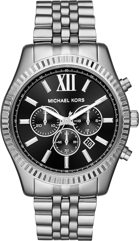 Buy Shop Michael Kors Lexington Chronograph Black Dial Black Steel Strap Watch For Men - MK8602 USA Online