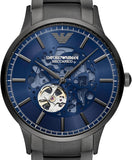 Buy Shop Emporio Armani Renato Automatic Blue Dial Grey Steel Strap Watch For Men - AR60056 USA Online