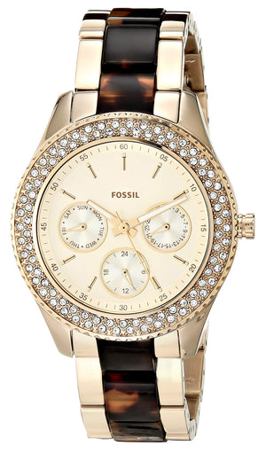 Buy Shop Fossil Stella Multifunction Gold Dial Two Tone Steel Strap Watch for Women - ES4756 USA Online