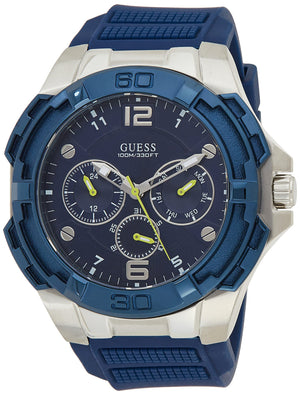 Buy Shop Guess Genesis Multi Function Analog Blue Dial Blue Rubber Strap Watch For Men - W1254G1 USA Online